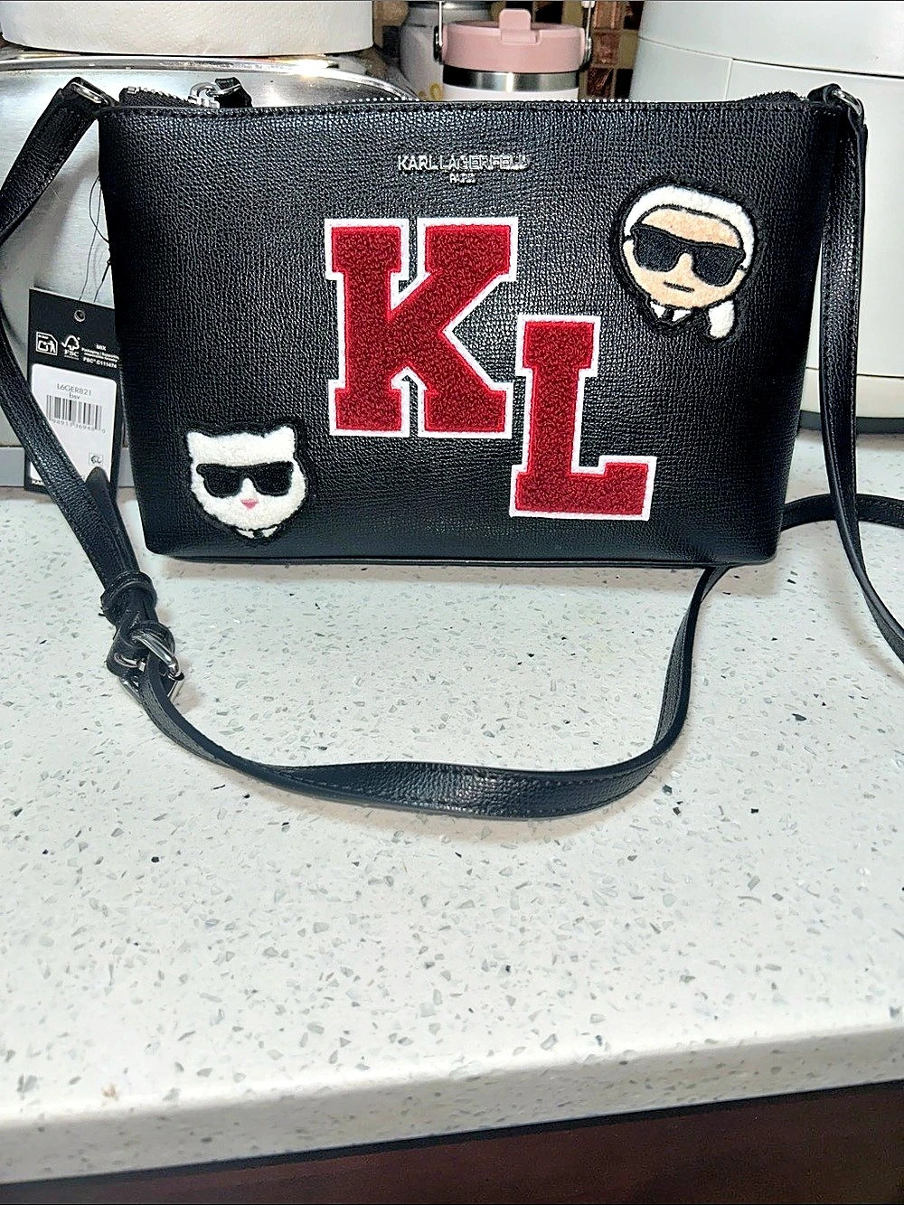 Karl Lagerfeld Black & Red Crossbody Bag NWT